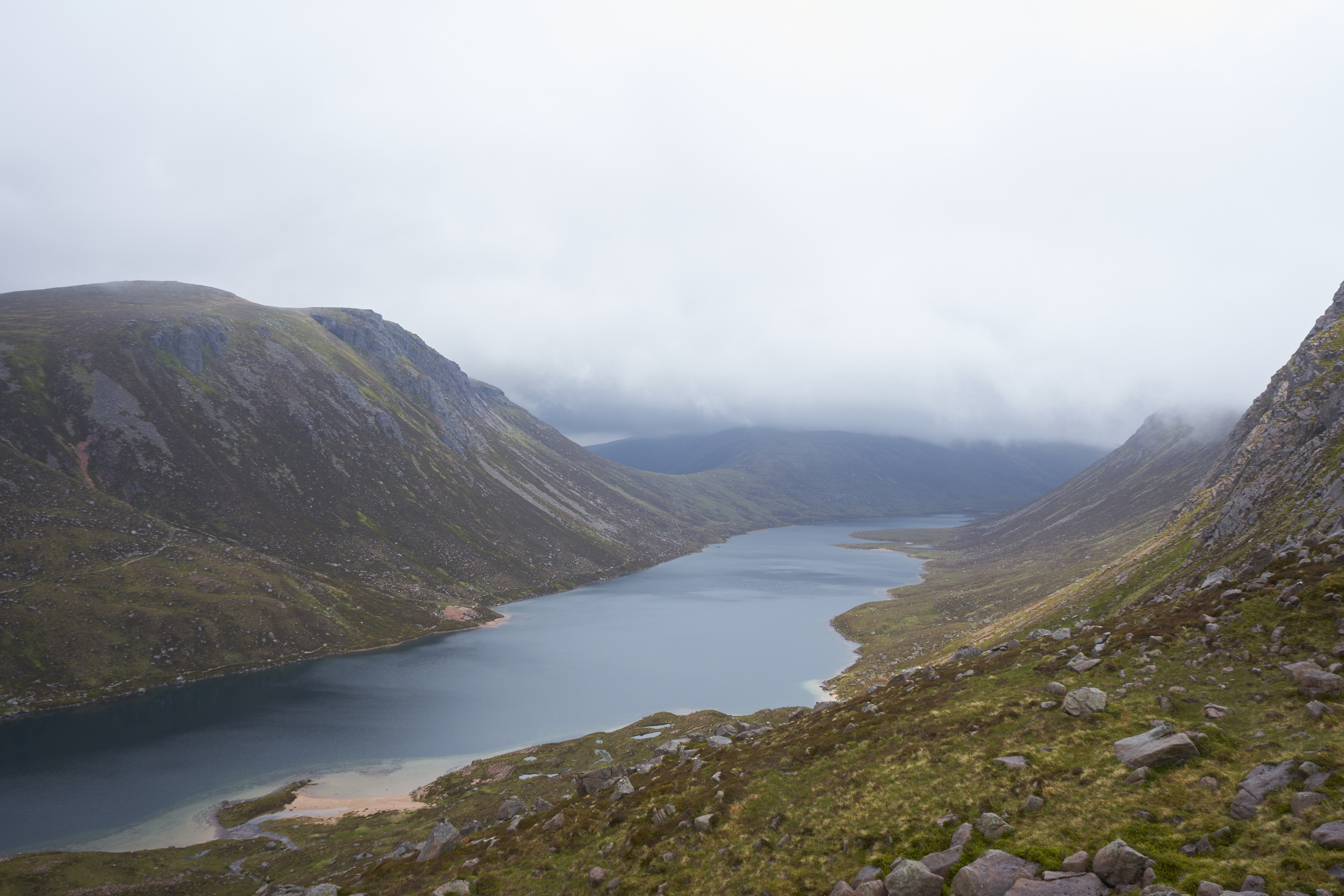 view over loch avon, on descent from ben macdui