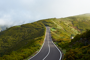 mountaintop road in the clouds